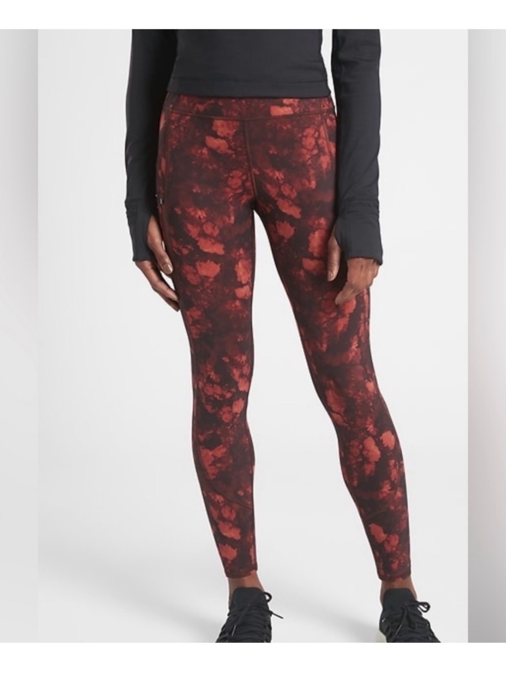 Athleta Red and Black Rainier Printed Tight